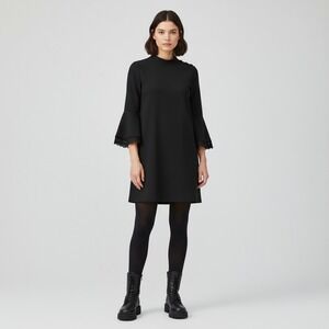 Whimsigoth Witchy Zara Large Black Bell Sleeve Shift Dress Fairy